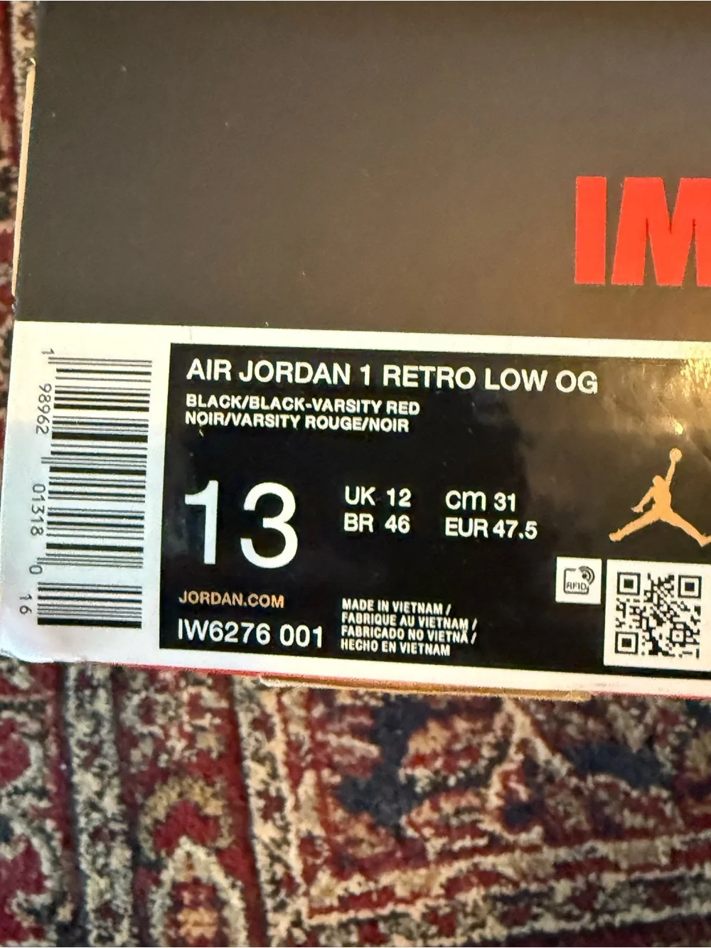 Jordan 1 Retro Low OG Banned -  Sneakers Black and Red